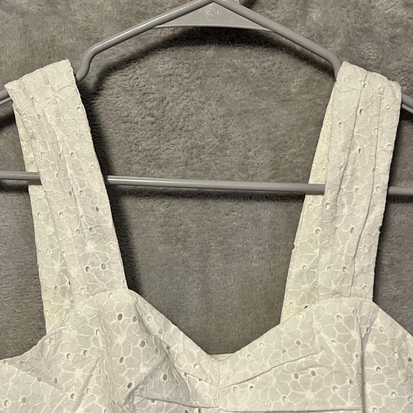 Express Women Dress 0 White Tank Floral Mini Eyelet Embroidered MSRP $88 NWT - Picture 9 of 11